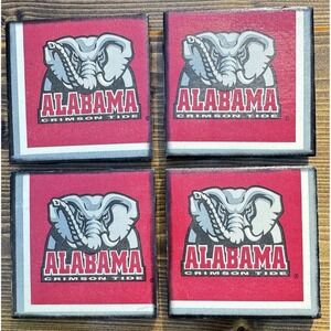 Alabama Crimson Tide Coasters Set of 4‎ Ceramic Tile Cork Back Elephant Logo